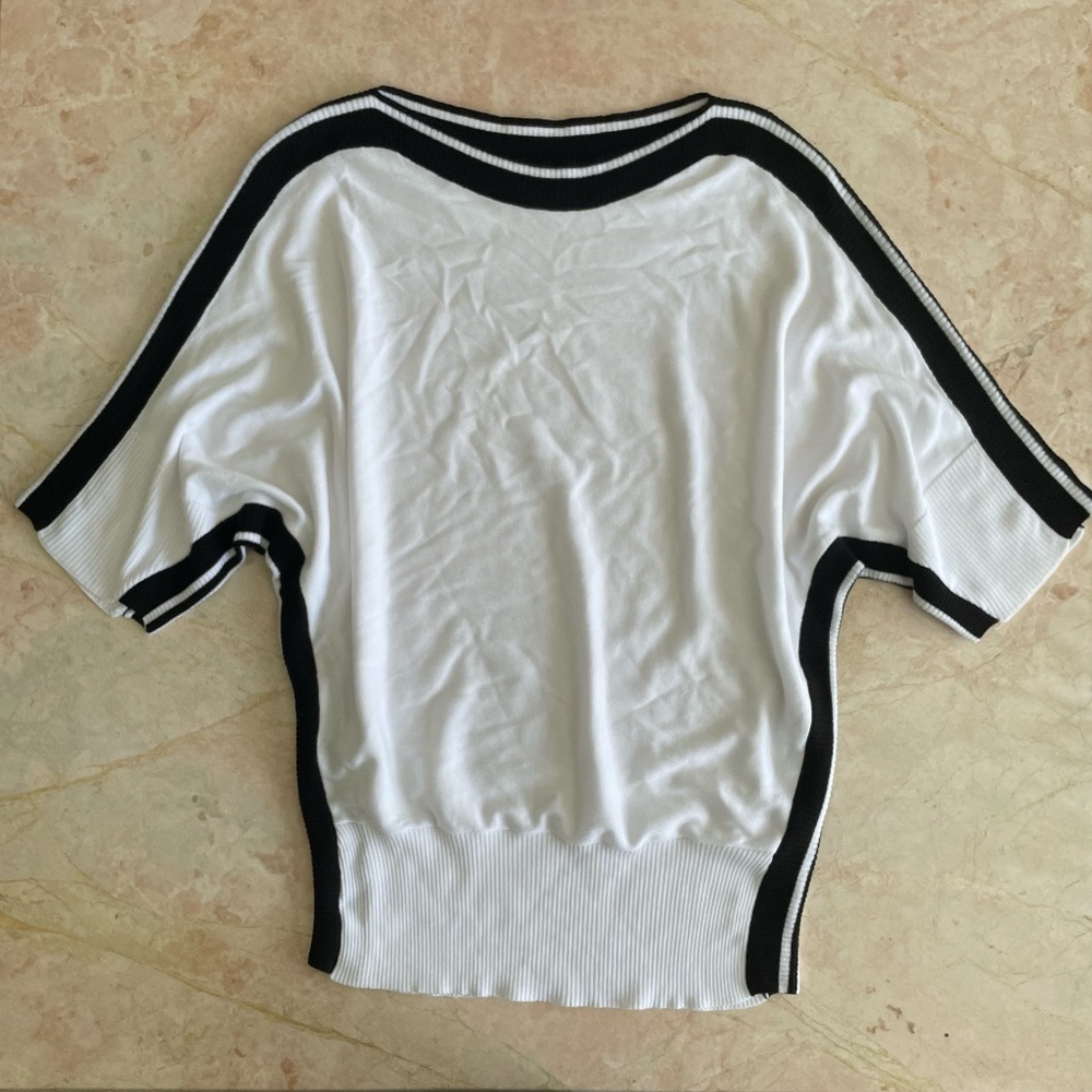 PLANET by Lauren G white and black striped sweater